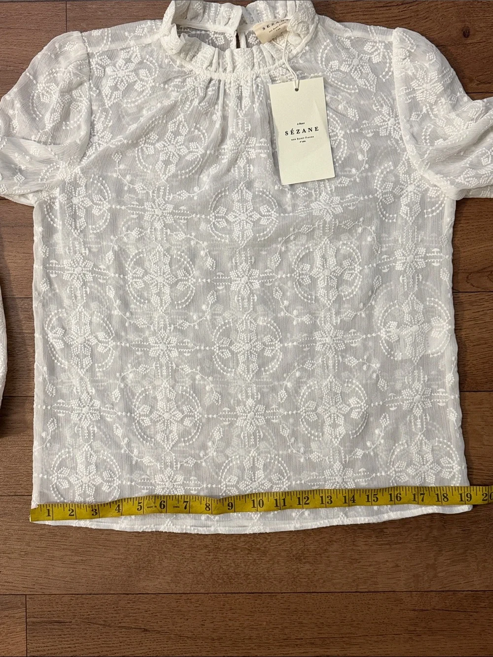 Sézane Size US 2 / FR 34 Valentine Blouse In Ecru NWT Embroidered Quiet Luxury